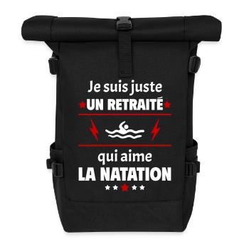 Juste un retraité qui aime la natation, retraite - Sac à dos roll top - noir - Devant