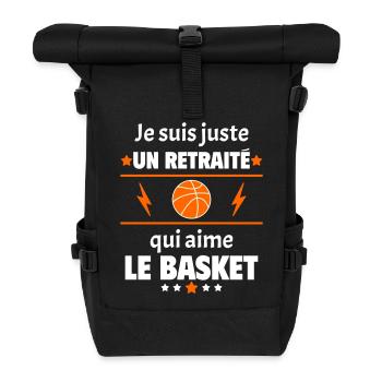 Juste un retraité qui aime le basket, retraite - Sac à dos roll top - noir - Devant