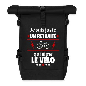 Juste un retraité qui aime le vélo, retraite - Sac à dos roll top - noir - Devant
