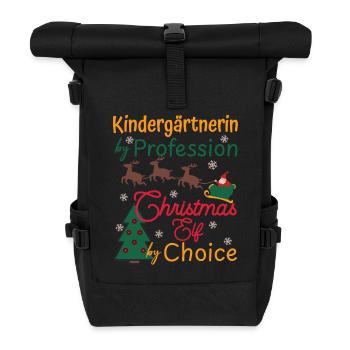 Kindergarten Teacher Christmas Xmas Elf Kindergarten - Roll Top Backpack - black - Front