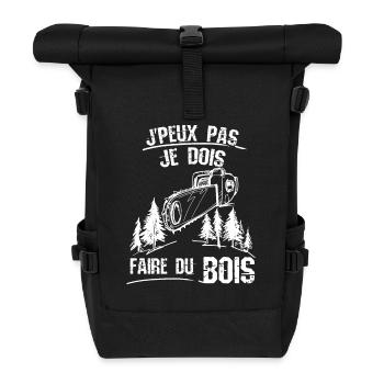 Je peux pas je dois faire du bois - Sac à dos roll top - noir - Devant