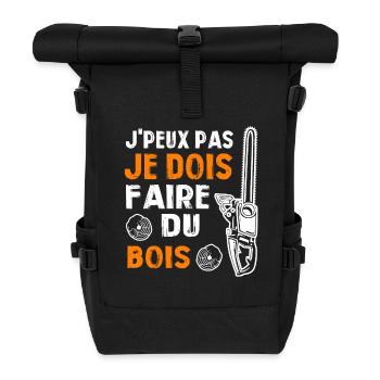 J peux pas je dois faire du bois - Sac à dos roll top - noir - Devant