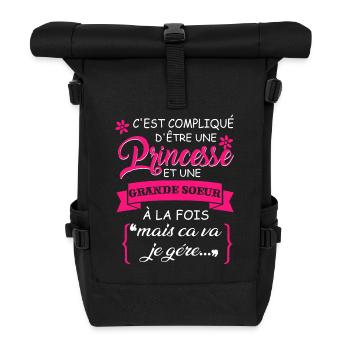 Princesse et grande soeur a la fois sur - Sac à dos roll top - noir - Devant