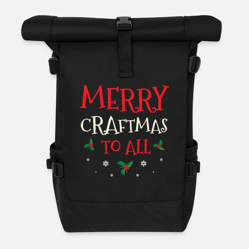 Frohe Weihnachten an Weihnachtsbasteleien Feiertag - Rolltop Rucksack - Schwarz