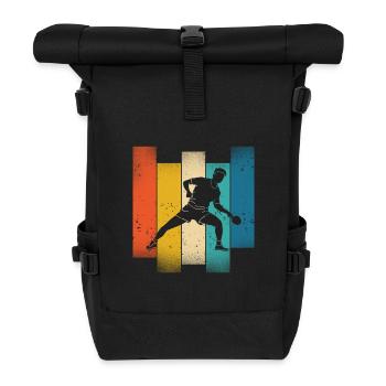 Joueur de tennis de table style rétro - Sac à dos roll top - noir - Devant