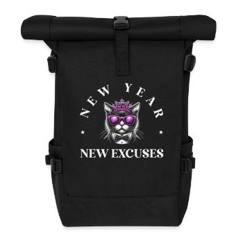 New Year's Day, New Excuses, Intentional Humor, Goal Setting - Roll Top Backpack - black - Front