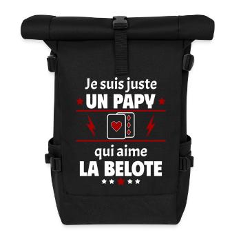 Juste un papy qui aime la belote, cadeau noël - Sac à dos roll top - noir - Devant