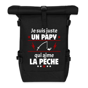 Juste un papy qui aime la pêche, cadeau noël - Sac à dos roll top - noir - Devant