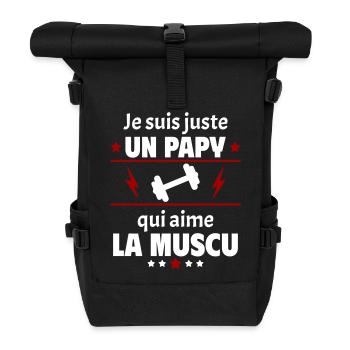 Juste un papy qui aime la muscu, cadeau noël - Sac à dos roll top - noir - Devant