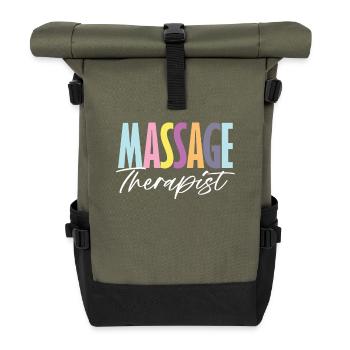 Massage Therapist Colorful Inspiration - Roll Top Backpack - olive/black - Front