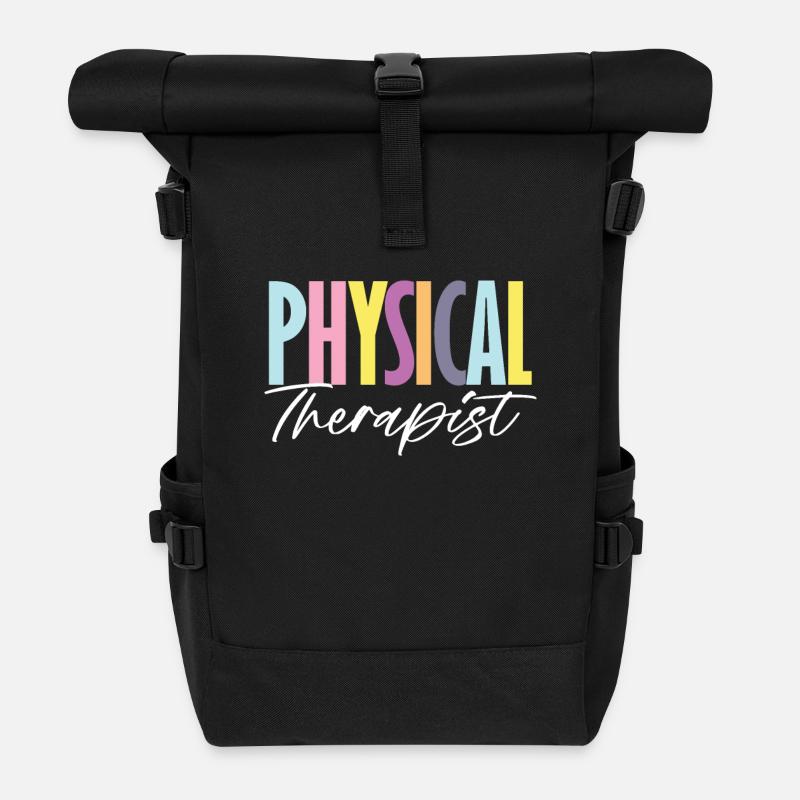 Bunter Physical Therapist Schriftzug - Rolltop Rucksack - Schwarz