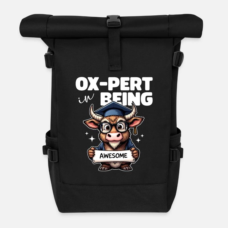 OX PERT IN BEING AWESOME - Roll Top Backpack - black