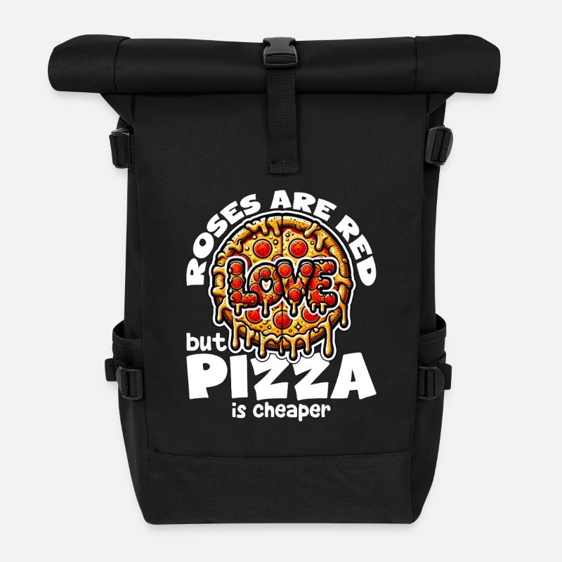 ROSES ARE RED BUT PIZZA IS CHEAPER VALENTINES DAY - Roll Top Backpack - black