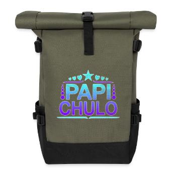 Papi Chulo - Latino Style Design - Rolltop Rucksack - Olive/Schwarz - Vorne