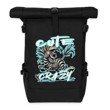 Cute but Crazy Zebra Comic Style Funny Motif - Roll Top Backpack - black - Front