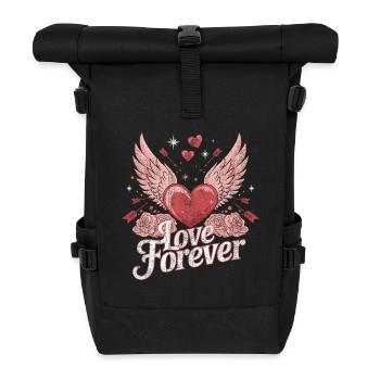 Love Forever – Romantisches Valentinstag Design - Rolltop Rucksack - Schwarz - Vorne