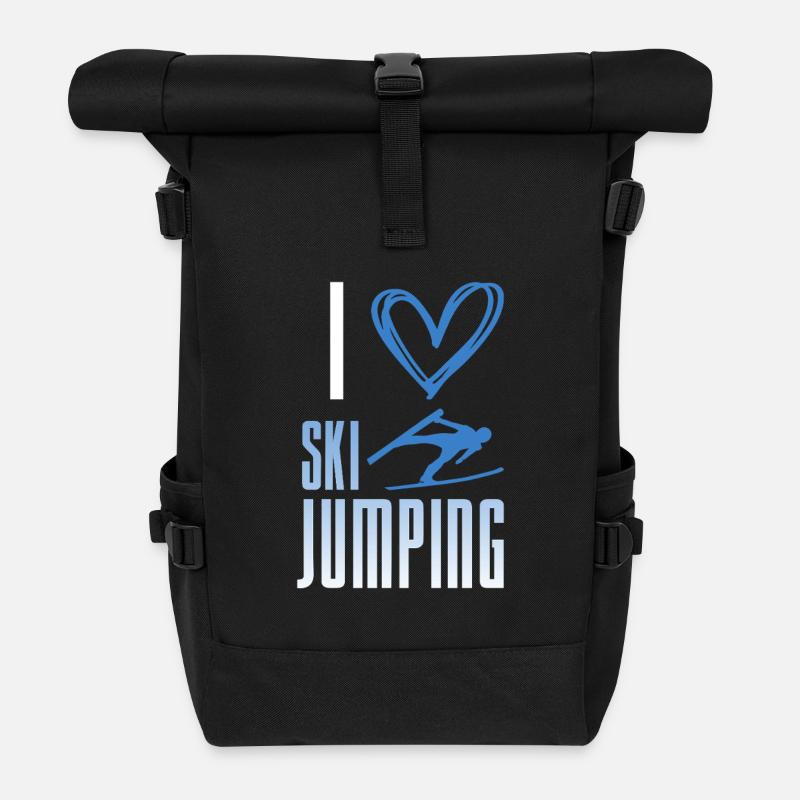 Ich liebe Skispringen - Winter Sport - Rolltop Rucksack - Schwarz