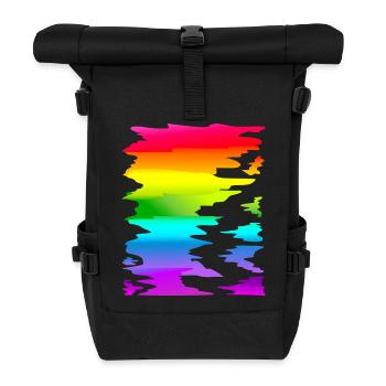 colorful rainbow gradient - Roll Top Backpack - black - Front