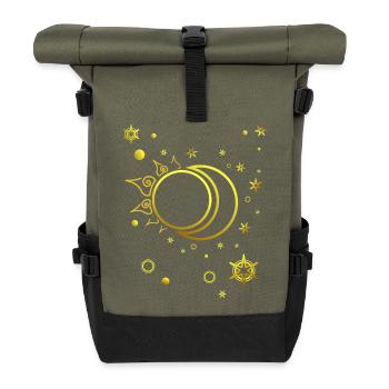 Sun, Moon and Stars Spiritual Astrology - Roll Top Backpack - olive/black - Front