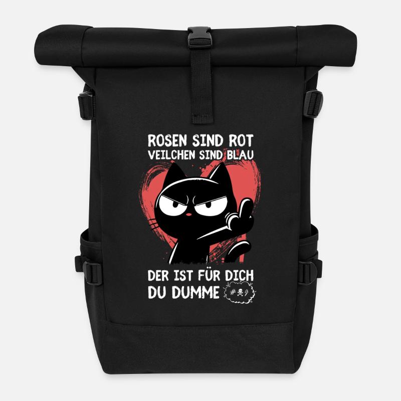 Mittelfinger-Katze – Mehr muss man nicht sagen - Rolltop Rucksack - Schwarz