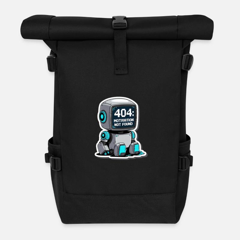 404 Motivation Not Found – Roboter am Limit - Rolltop Rucksack - Schwarz