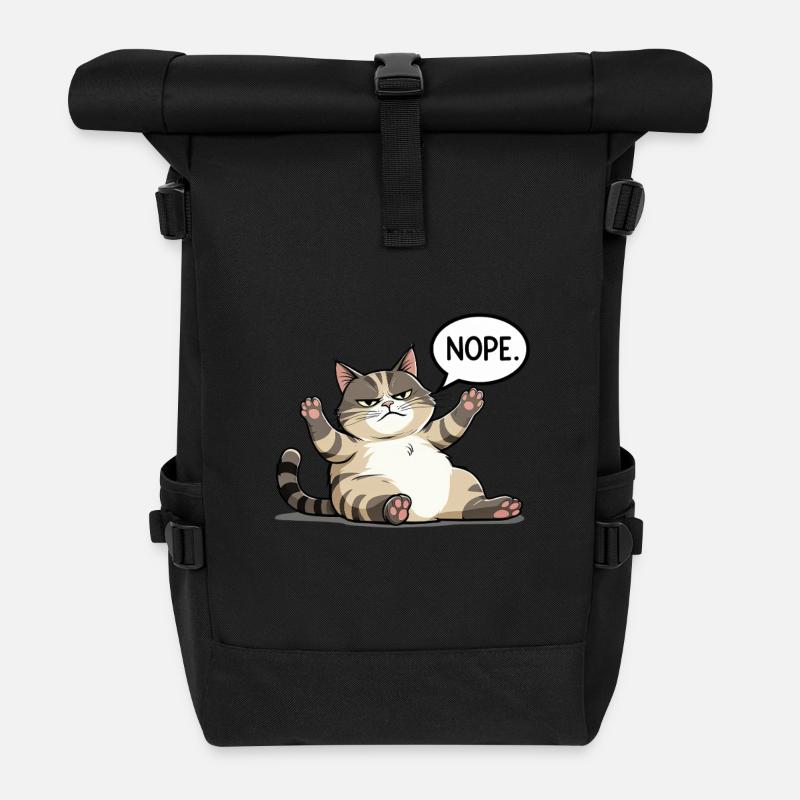 Genervte Katze sagt „NOPE“ – Kein Bock-Modus - Rolltop Rucksack - Schwarz