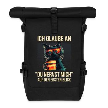 Du nervst mich – Sarkastische Katze Loki - Rolltop Rucksack - Schwarz - Vorne