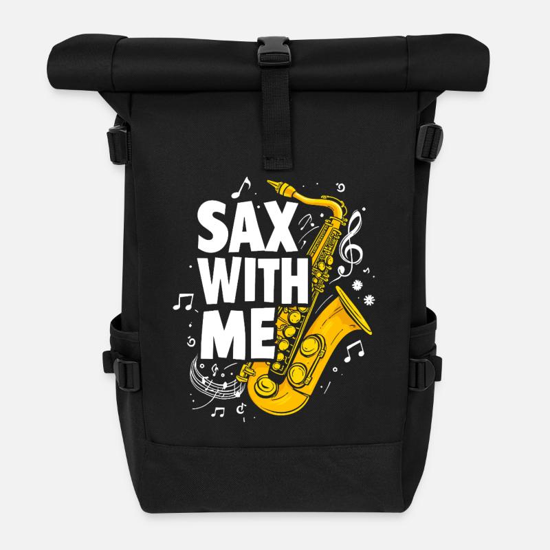 Saxophon - Sax with me Musikliebe - Rolltop Rucksack - Schwarz