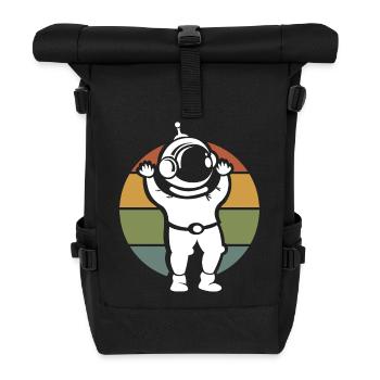 vintage Astronaut Illustration - retro cartoon - Rolltop Rucksack - Schwarz - Vorne