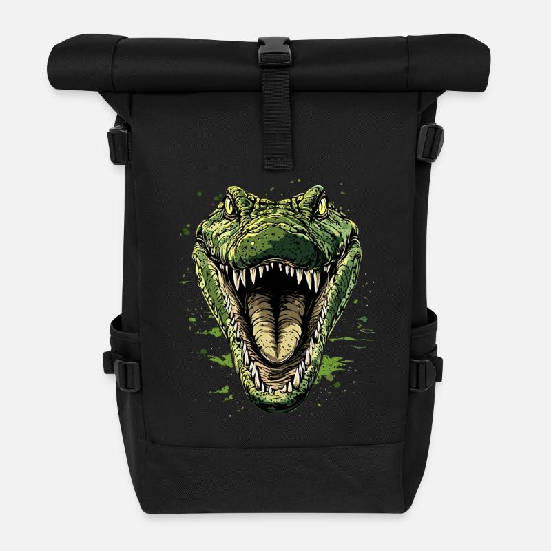 Krokodil Alligator Reptilien Kroko Liebe Krokodile - Rolltop Rucksack - Schwarz
