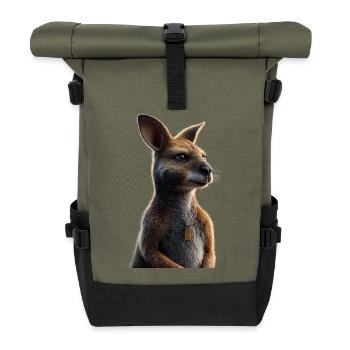 Wallaby Australie Outback Kangourou doux sauvage - Sac à dos roll top - olive/noir - Devant