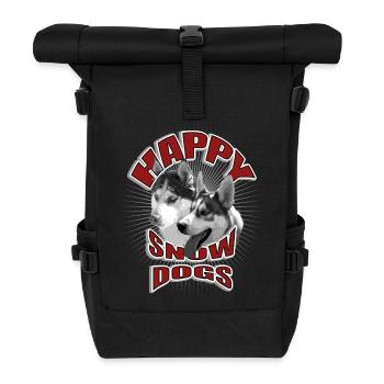 Hunde im Winter in 50er Jahre-Design - Rolltop Rucksack - Schwarz - Vorne
