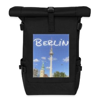 Berlin Fernsehturm Neon Design - Rolltop Rucksack - Schwarz - Vorne