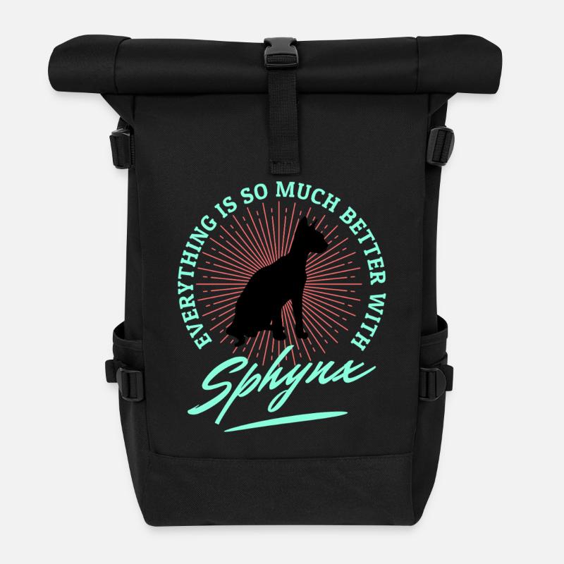 Sphynx Cat lustige Sprüche - Rolltop Rucksack - Schwarz
