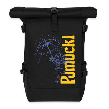 Pumuckl Mit Regenschirm Und Schriftzug - Rolltop Rucksack - Schwarz - Vorne