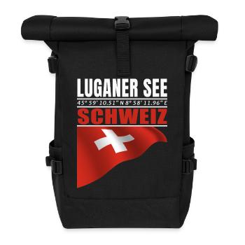 Luganer See - Rolltop Rucksack - Schwarz - Vorne