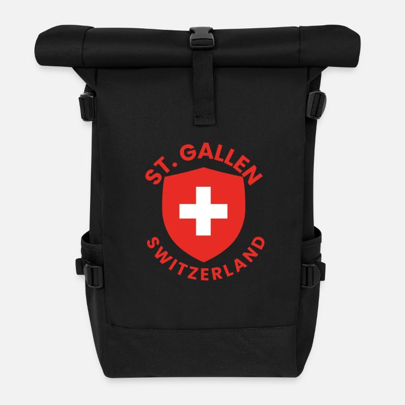 St. Gallener Schutzschild - Rolltop Rucksack - Schwarz