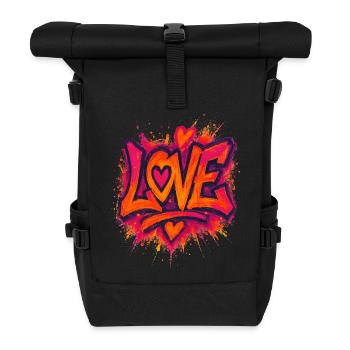Amour - Cœur - Saint Valentin - Mariage - Sac à dos roll top - noir - Devant