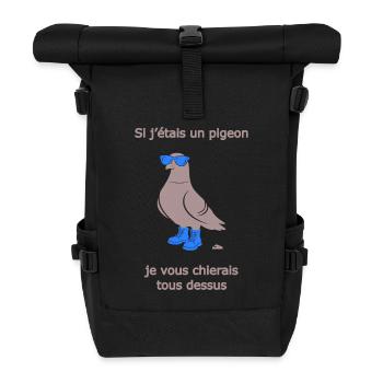Provocative Pigeon Boots Light Blue Humor - Roll Top Backpack - black - Front