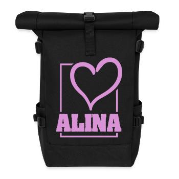 Geschenk für Alina - Rolltop Rucksack - Schwarz - Vorne