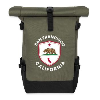 California Bear Flag Emblem - Roll Top Backpack - olive/black - Front
