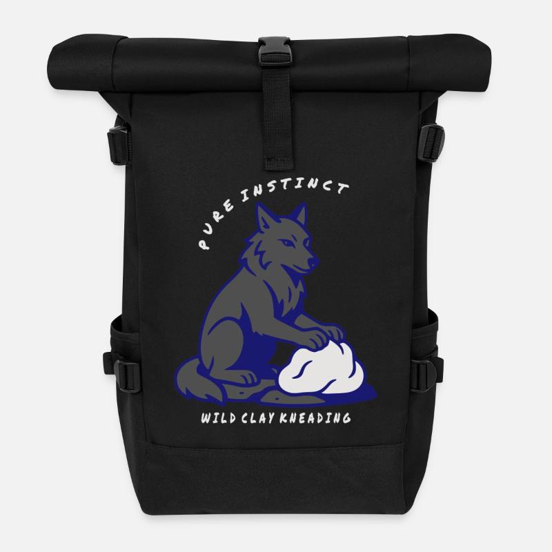 Wolf Instinct: Clay Kneading - Roll Top Backpack - black