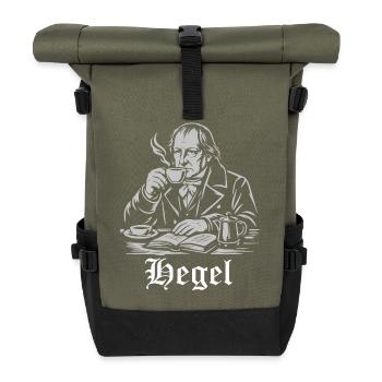 Le philosophe Hegel boit du café - Sac à dos roll top - olive/noir - Devant