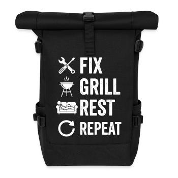 Fix Grill Rest Repeat Shirt Grilling Artisan - Roll Top Backpack - black - Front