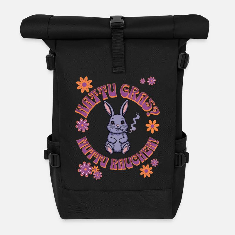 Canabis Rabbit - Hattu Grass ? - Sac à dos roll top - noir