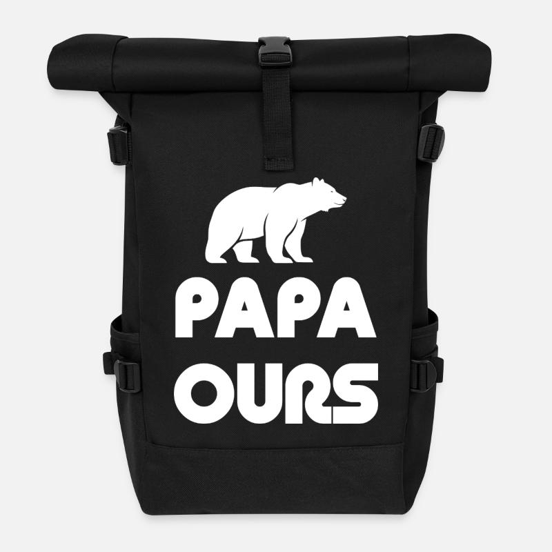 Papa Bear Silhouette - Roll Top Backpack - black