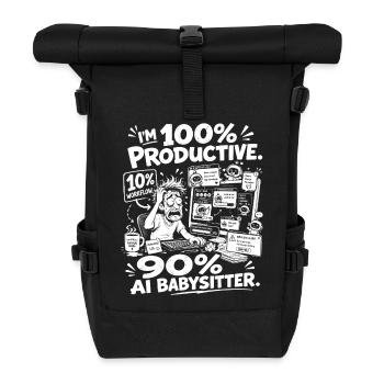 KI Babysitter Produktiv Chaos - Rolltop Rucksack - Schwarz - Vorne
