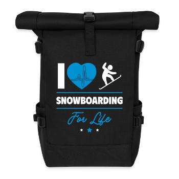 Snowboarden für immer – Leidenschaft pur - Rolltop Rucksack - Schwarz - Vorne