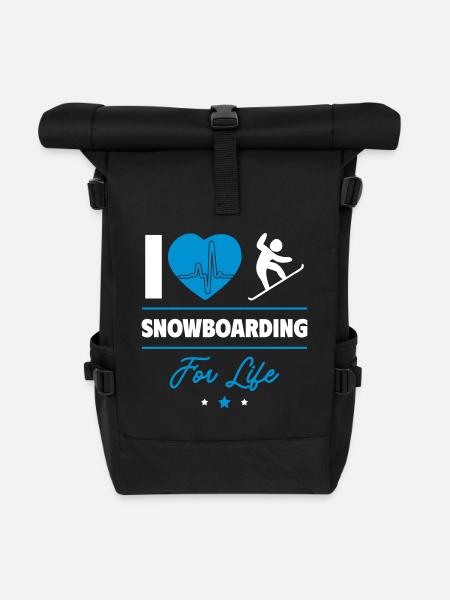 Snowboarden für immer – Leidenschaft pur - Rolltop Rucksack - Schwarz
