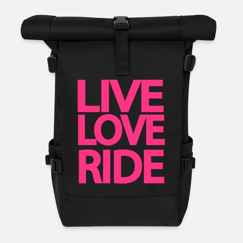 live love ride - Roll Top Backpack - black